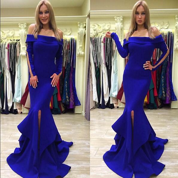 Boag Neck Prom Dresses Royal