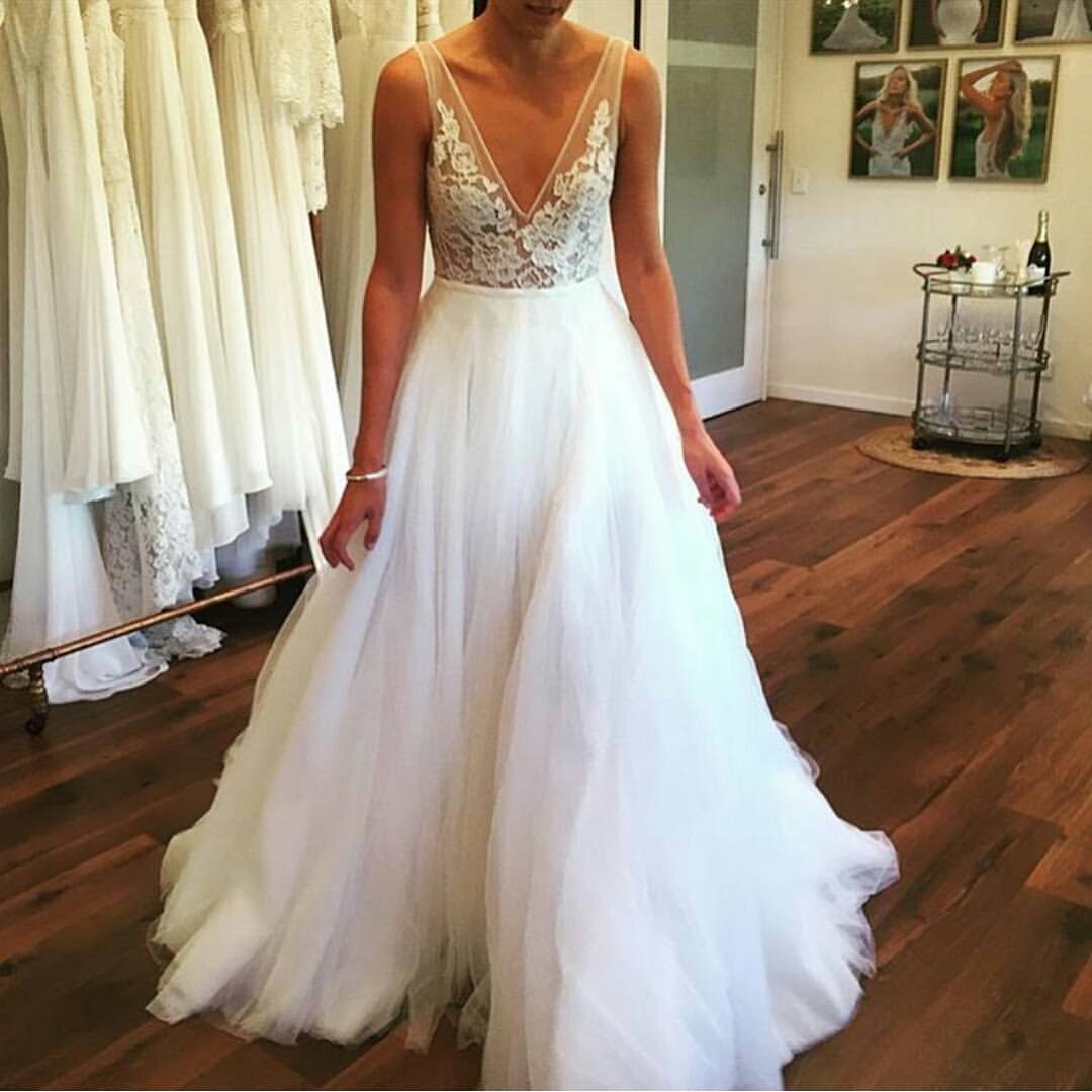 v neck v back wedding dress